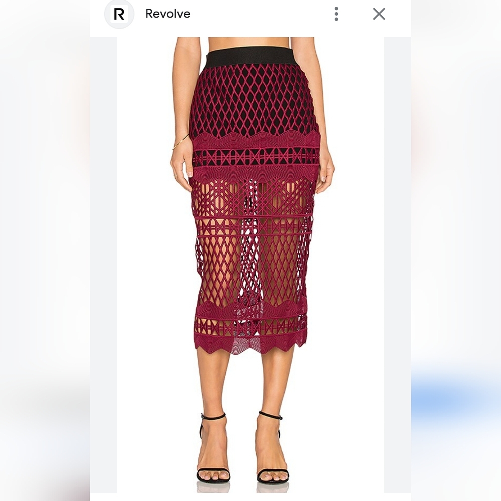 Red Midi Pencil Skirt with Cut Out Design